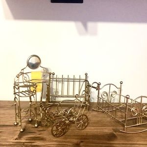 Brass Furniture (5) Vintage Dollhouse